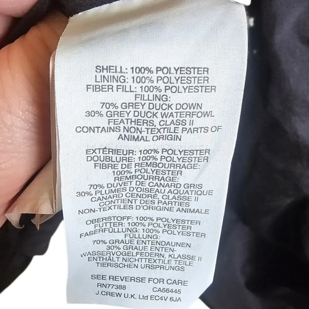 J. Crew Black Wintress Down Filled Winter Puffer Coat with Hood
